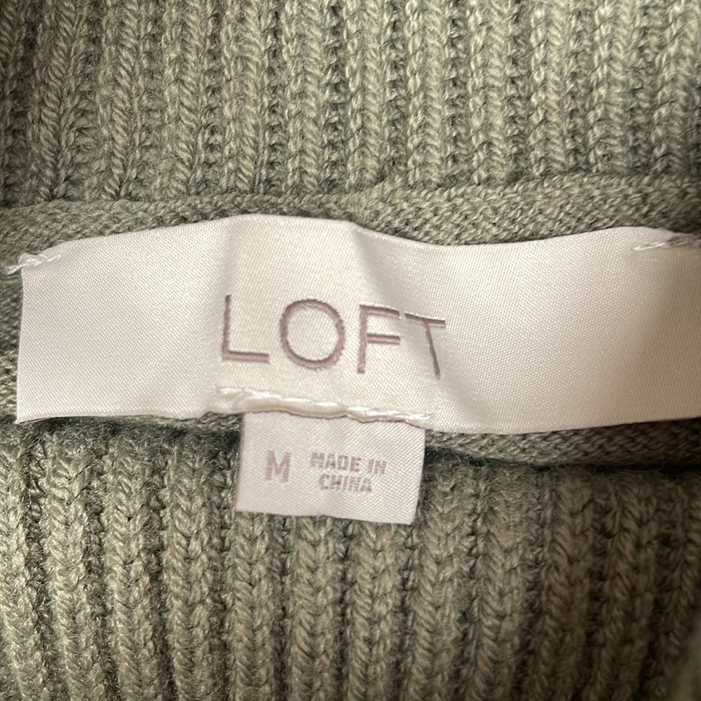 Ann Taylor LOFT Cowl Neck Tunic Relaxed Pullover Knit Sweater Green Medium - Picture 8 of 10
